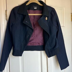 Preloved Handcut Navy Cropped Jacket